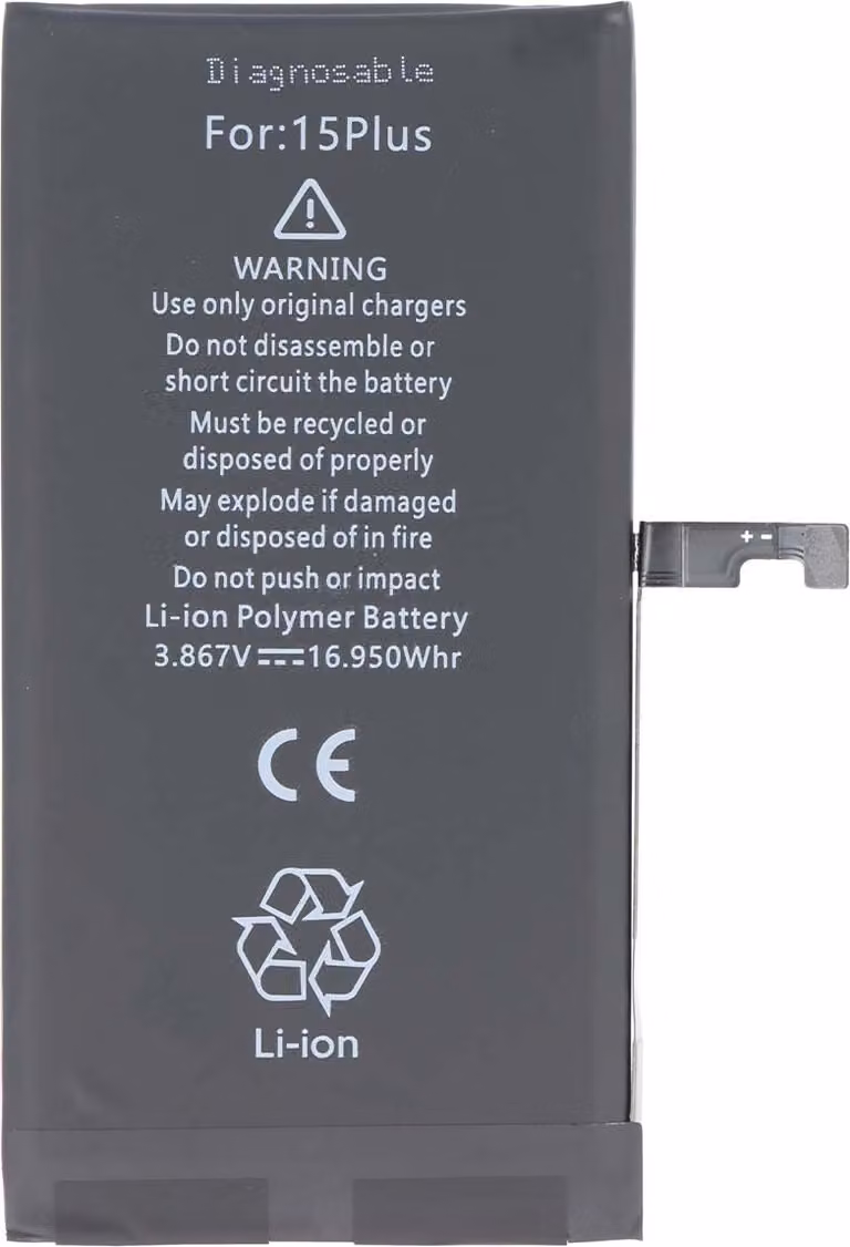 Avizar, batteria ai polimeri di litio per iPhone 15 Plus A3039 compatibile con 3,86V, nero