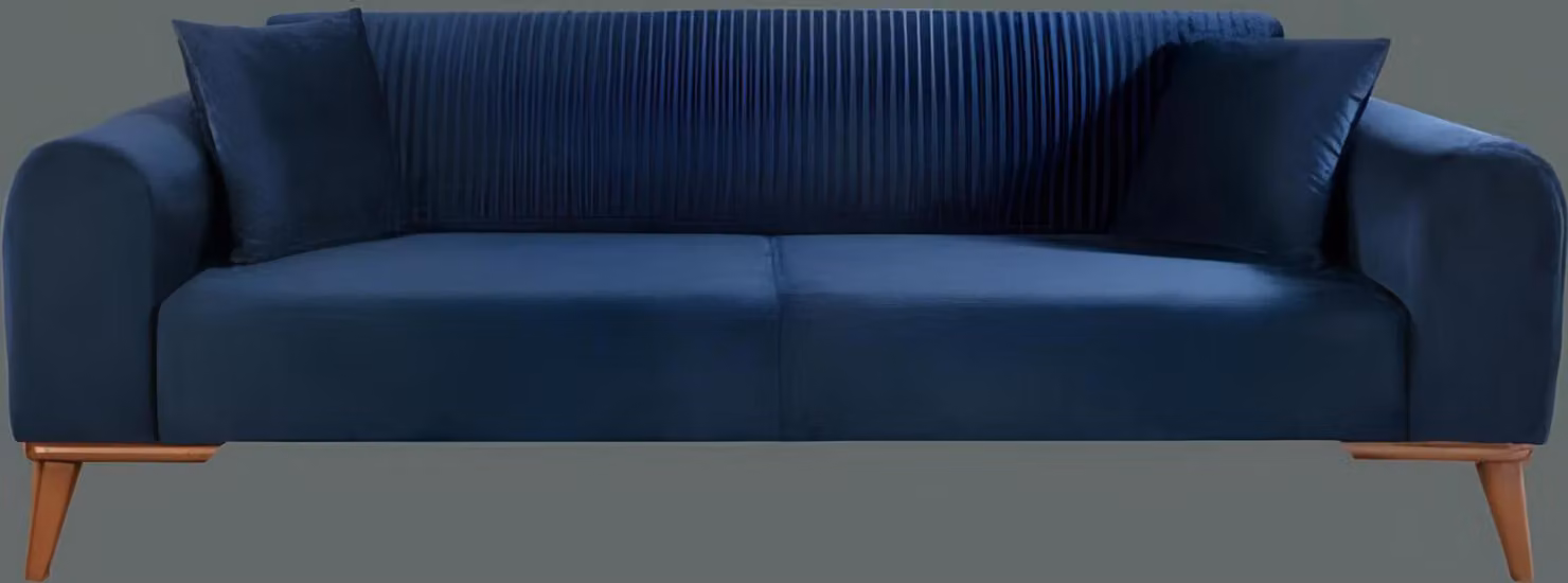 Blaue Dreisitzer Samt Couch Wohnzimmer Couchen Sofa Elegante Sitzmöbel Sofa