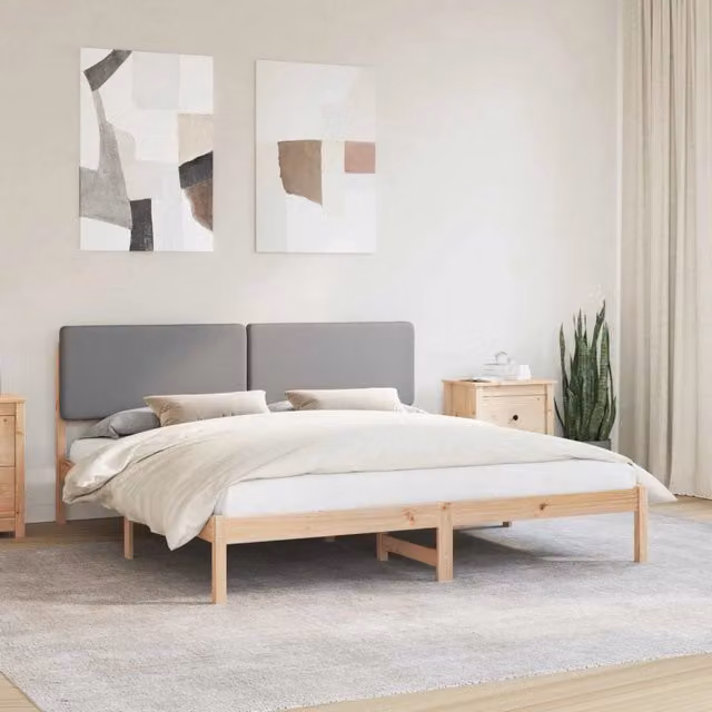 Letto con Testiera Rivestita Grigio chiaro 200 x 200 cm 3405562