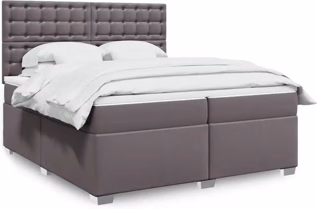 Letto Ibrido vidaXL con Materasso a Molle Insacchettate e Imbottitura in Similpelle Grigia e Bianca L/P: 200 x 200 cm
