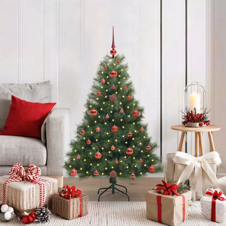 Albero di Natale artificiale verde vidaXL con 150 LED luce bianca calda, Altezza: 120 cm