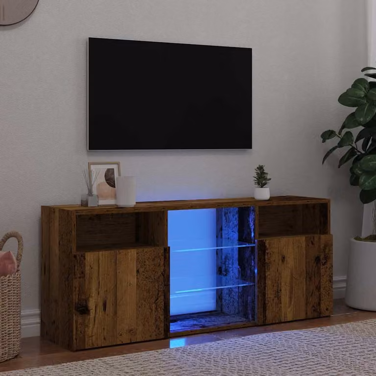 Mobile Porta TV vidaXL con LED in Legno Antico Marrone L: 120 cm, P: 30 cm, H: 50 cm