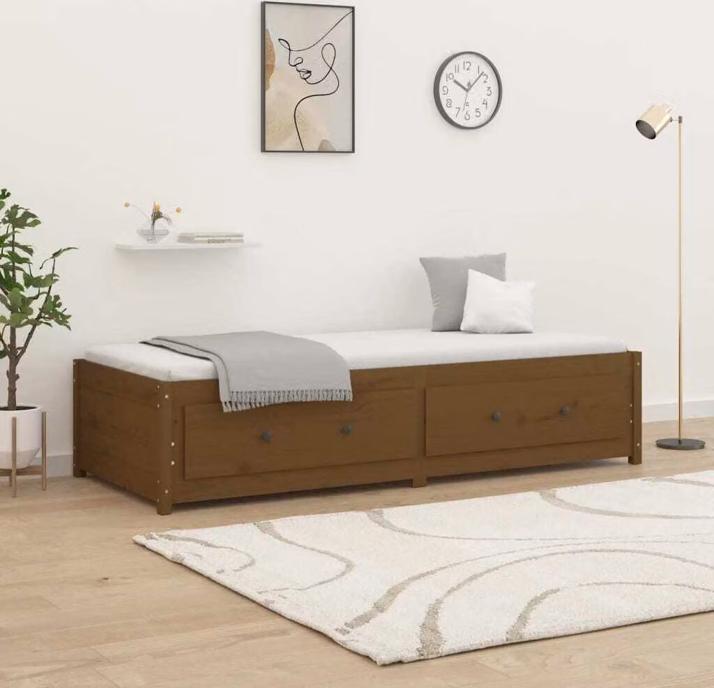 The Living Store Letto da giorno marrone miele 80x200 cm in legno di pino massiccio