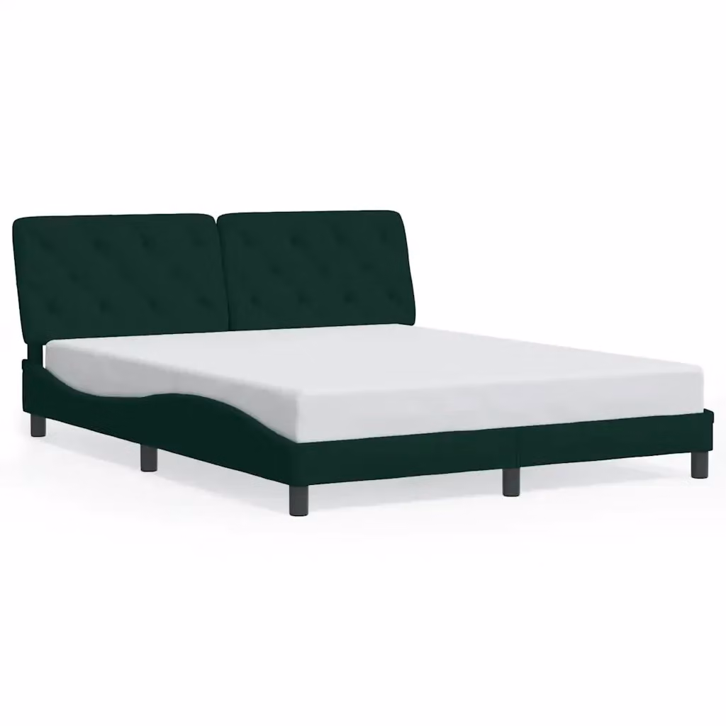 vidaXL Giroletto senza Materasso in Velluto Verde con Doghe in Legno L/P/H: 160 x 200 cm – 2