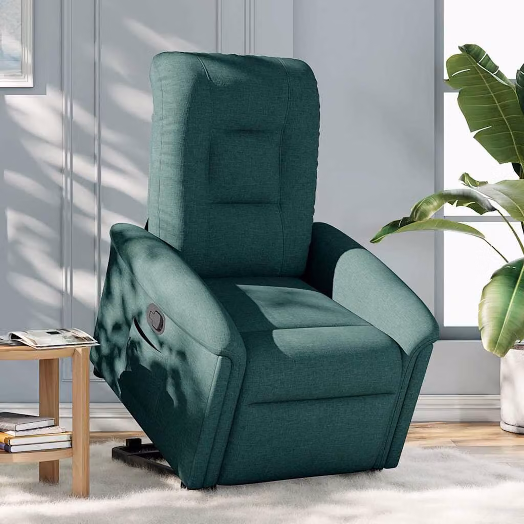 vidaXL Poltrona Alzapersona Reclinabile Verde Scuro in Tessuto