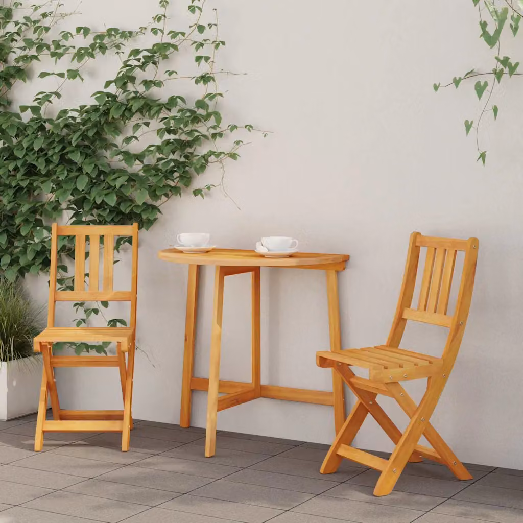Set di 2 sedie bistro da giardino vidaXL in legno di acacia massello color marrone con finitura oliata e stile rustico