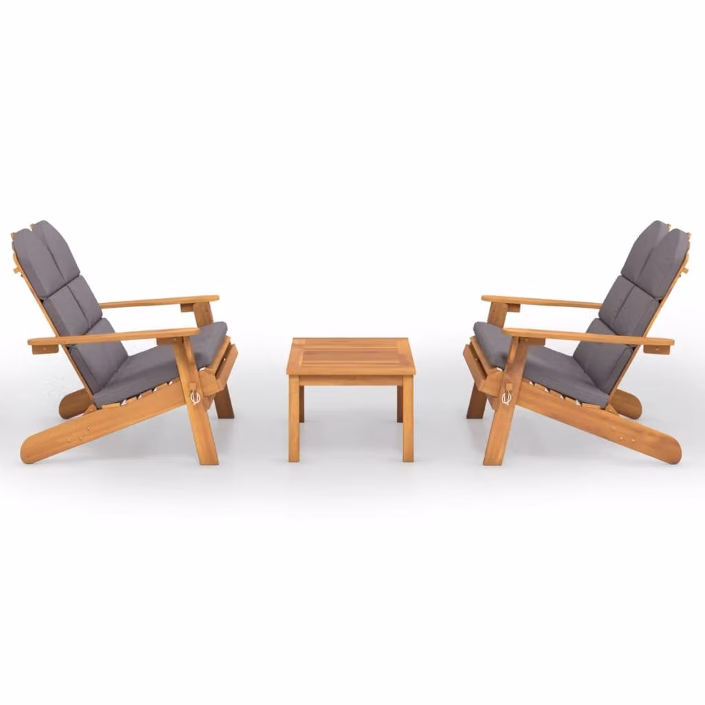Set Salotto da Giardino Adirondack 3pz Legno Massello di Acacia