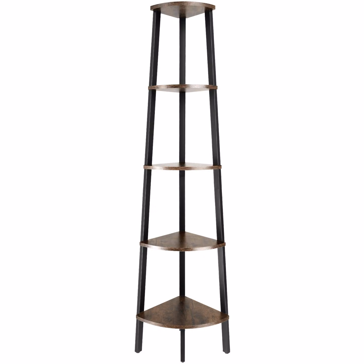 Scaffale ad angolo Portland tectake in stile industriale, legno scuro e metallo, L/P/H: 34.0 x 34.0 x 158.5 cm – 3