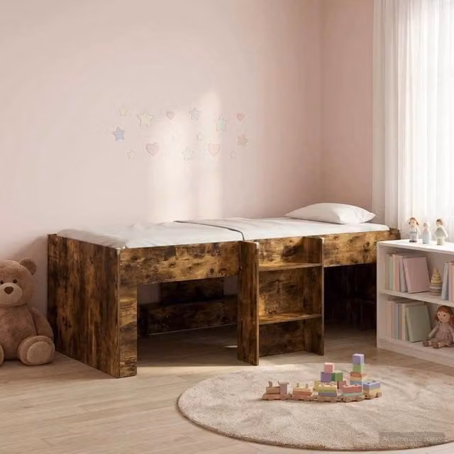 Letto Alto per Bambini Rovere Fumo 90 x 200 cm 3422559