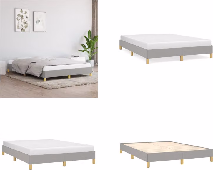 vidaXL Struttura letto grigio chiaro 140x200 cm in tessuto - Struttura letto - Cornici letto - Struttura letto - Letto