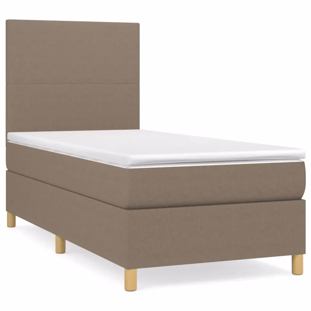 Letto Ibrido vidaXL con Giroletto a Molle e Materasso in Tessuto, Colore Beige, Bianco o Marrone, L/P/H: 90 x 190 x 128 cm – 2