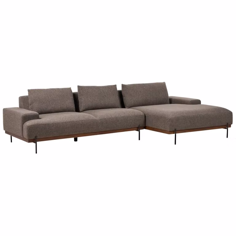 Divano angolare sinistro BELIANI in tessuto marrone con stile minimalista e struttura in metallo per il tuo soggiorno