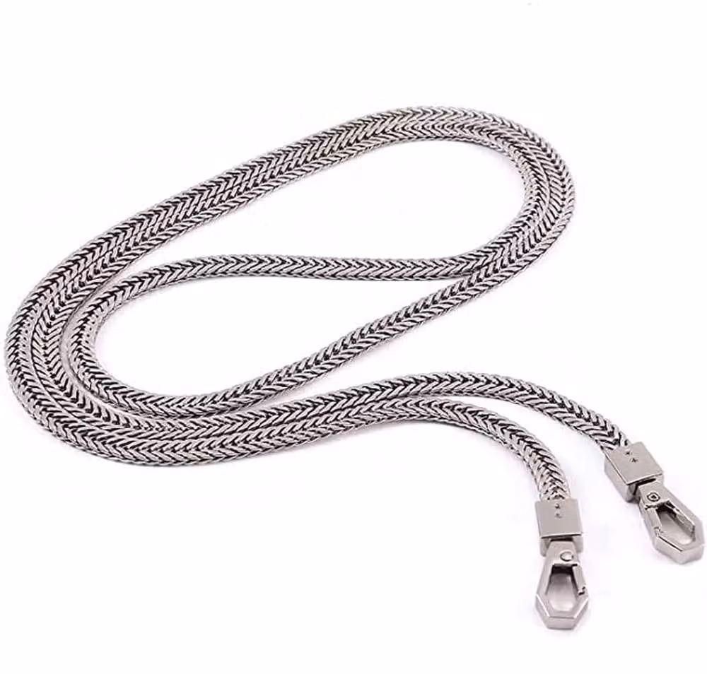 Catena di 100 cm, catena piatta per borse, argento
