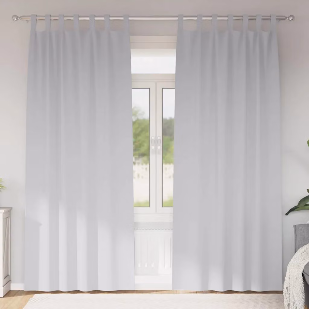 Set di 2 tende blackout vidaXL con anelli in poliestere, colore grigio, H 225 x L 140 cm