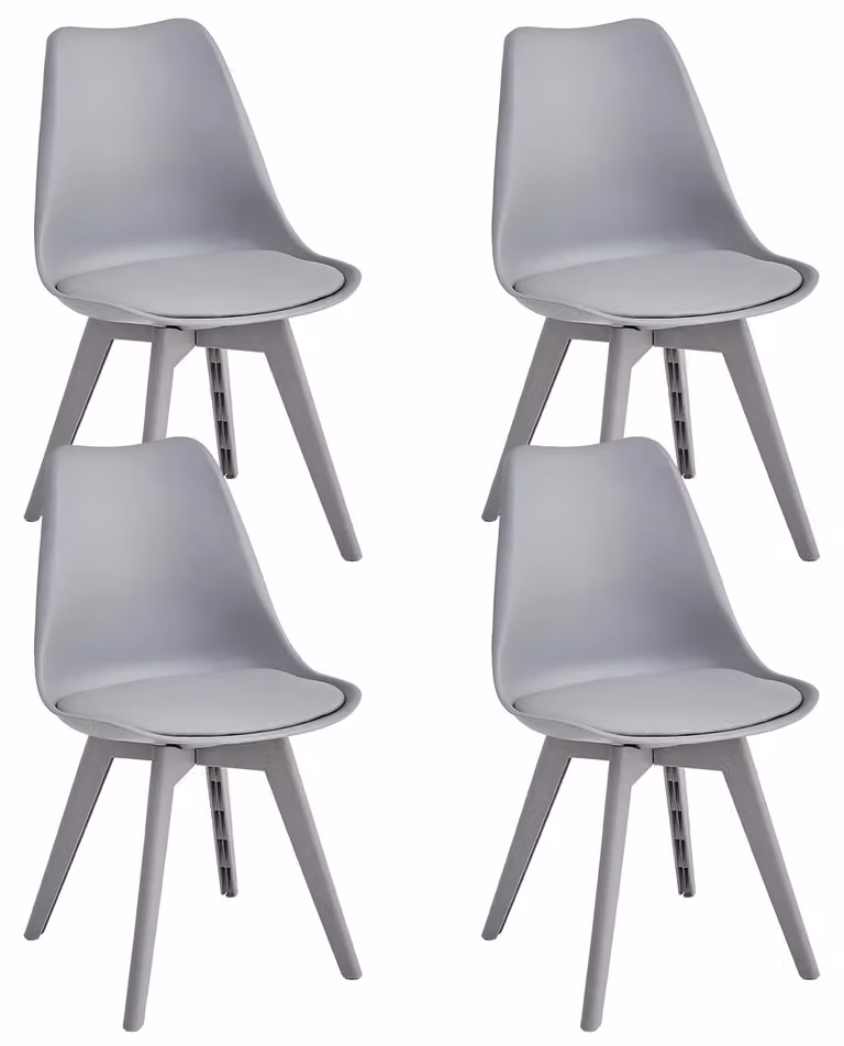 Sedie da pranzo - Sedie in plastica moderna - Set da 4 - Design moderno minimalista - Grigio - Senza imbottitura - Adatte per la sala da pranzo e il soggiorno - Da montare autonomamente