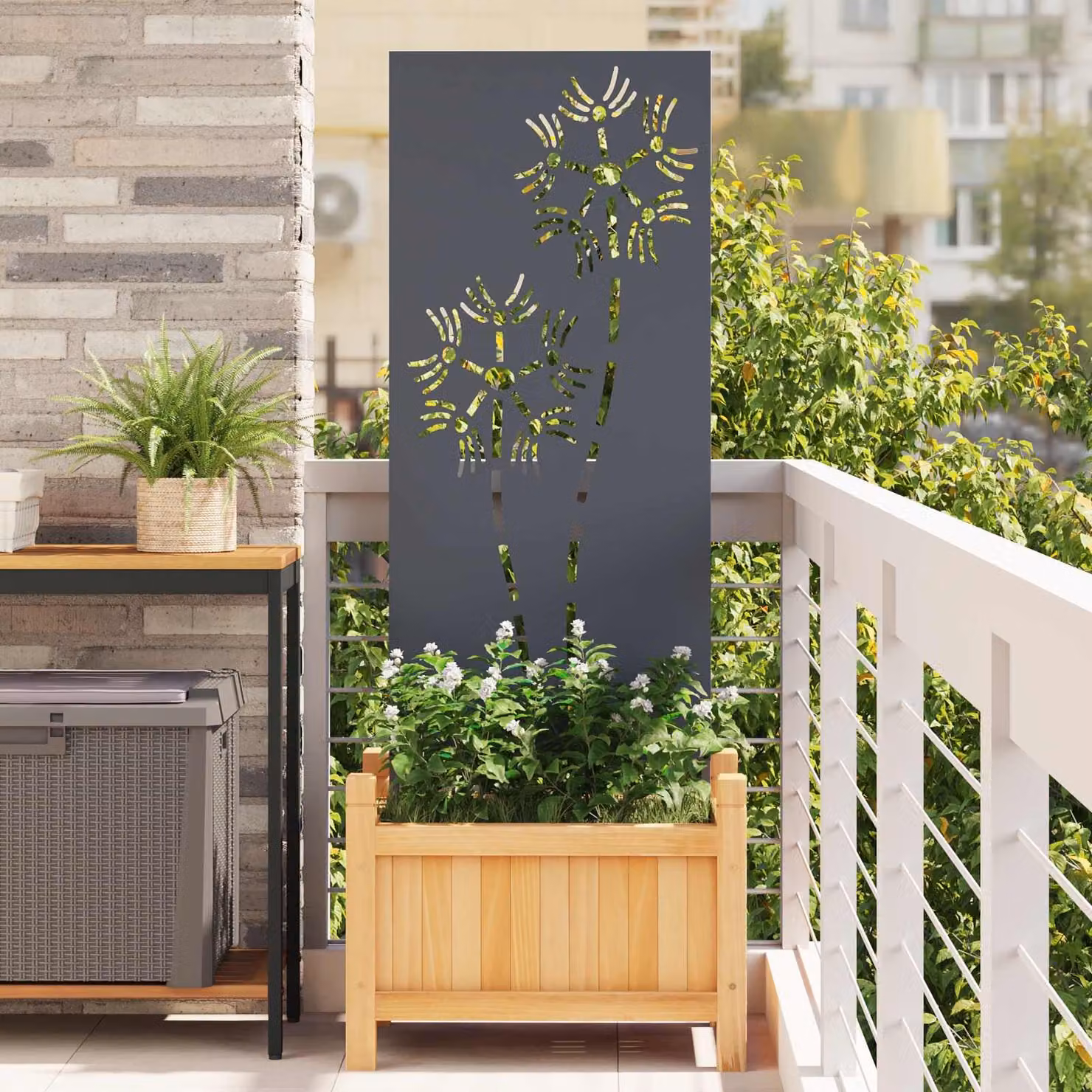 vidaXL Paravento per privacy in giardino in acciaio traforato Antracite L: 50 cm, H: 140 cm