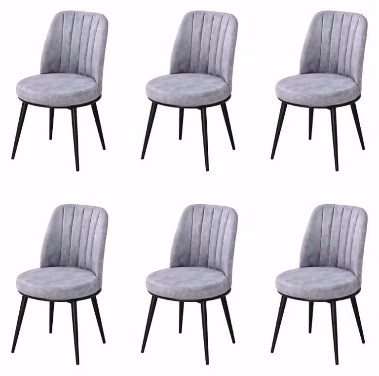 6 sedie, stile moderno, colore grigio, imbottite, comode, compatte, ideali per la sala da pranzo
