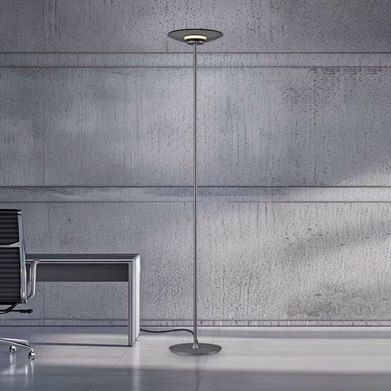 PURE Lampada da terra Moon, dimmerabile, Alluminio / Grigio / Zincato, Camera da letto, Alluminio, Moderno, Lampada da terra
