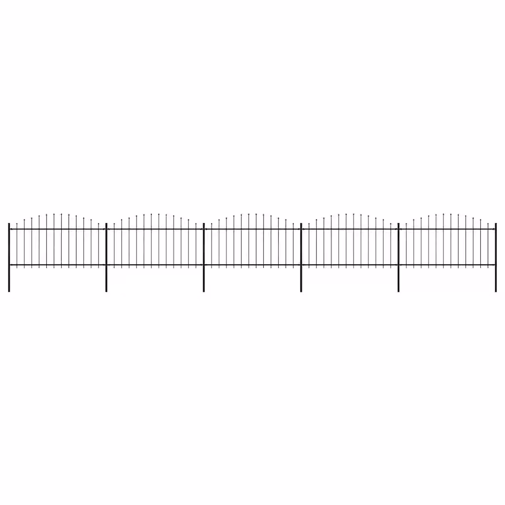 Recinzione da giardino vidaXL con punta a lancia in acciaio nero L: 838 cm, H: 150 cm
