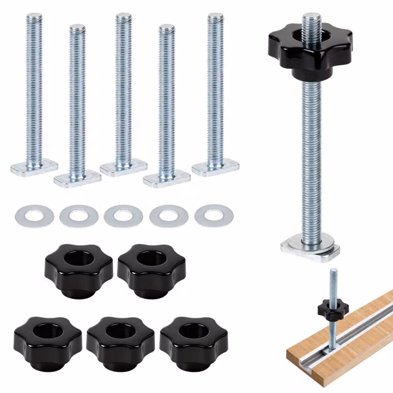 6 profili a T, filettatura M8 x 100 mm, dadi scorrevoli per profili a T