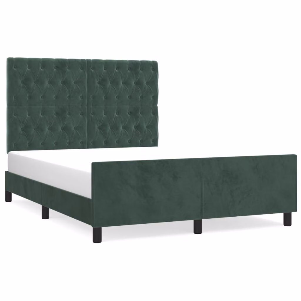 Giroletto senza Materasso Verde Scuro 140x190 cm in Velluto