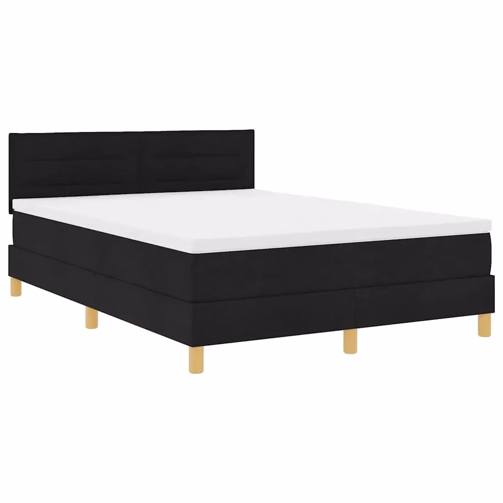 Letto moderno vidaXL in tessuto nero con illuminazione LED sottostante e porta di ricarica USB, L/P: 160 x 200 cm – 2