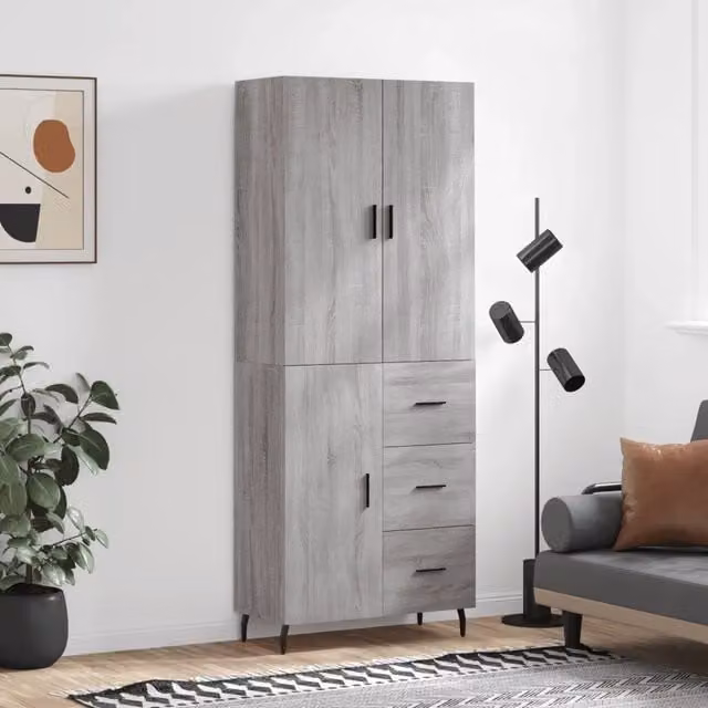 Credenza Grigio Sonoma 69,5x34x180 cm in Legno Multistrato 3195921