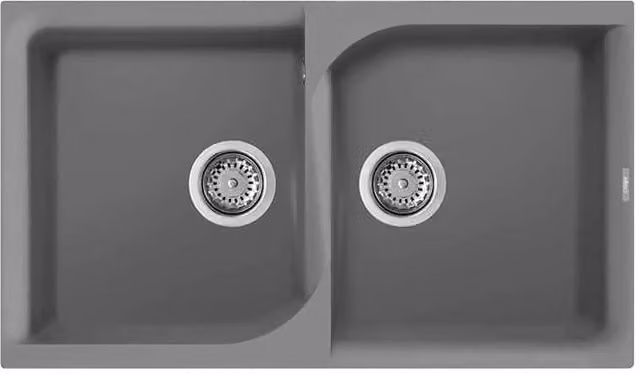 Lavello Elleci Incasso 2 vasche 86x50 Ego 450 Metaltek Grigio Titanium LME45073