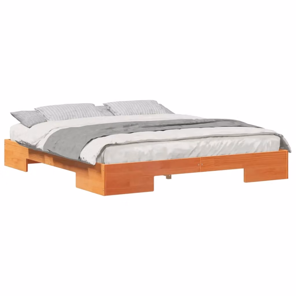 Struttura del letto moderna vidaXL in legno di pino marrone 200 x 200 cm – 2
