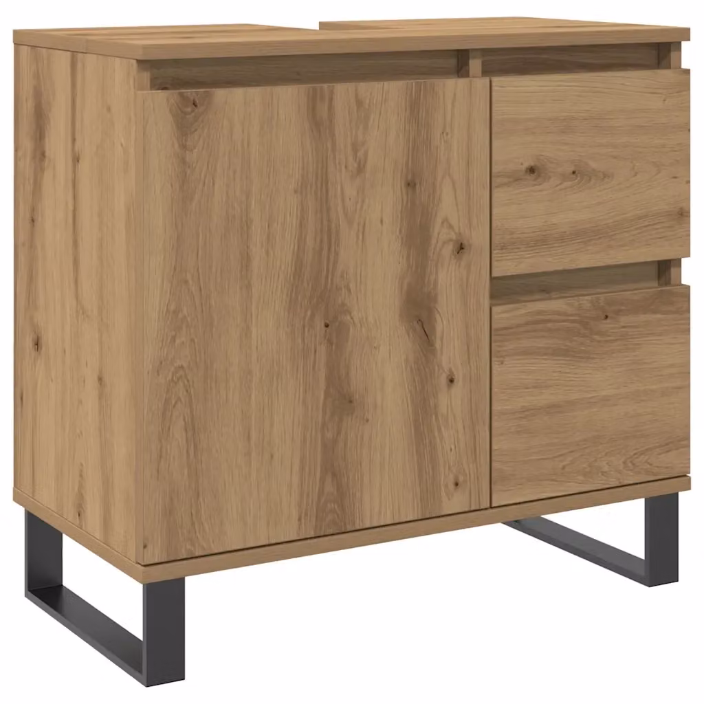 Armadietto da bagno sospeso vidaXL in stile industrial marrone con ante a cerniera L: 65 cm, P: 33 cm, H: 60 cm – 2