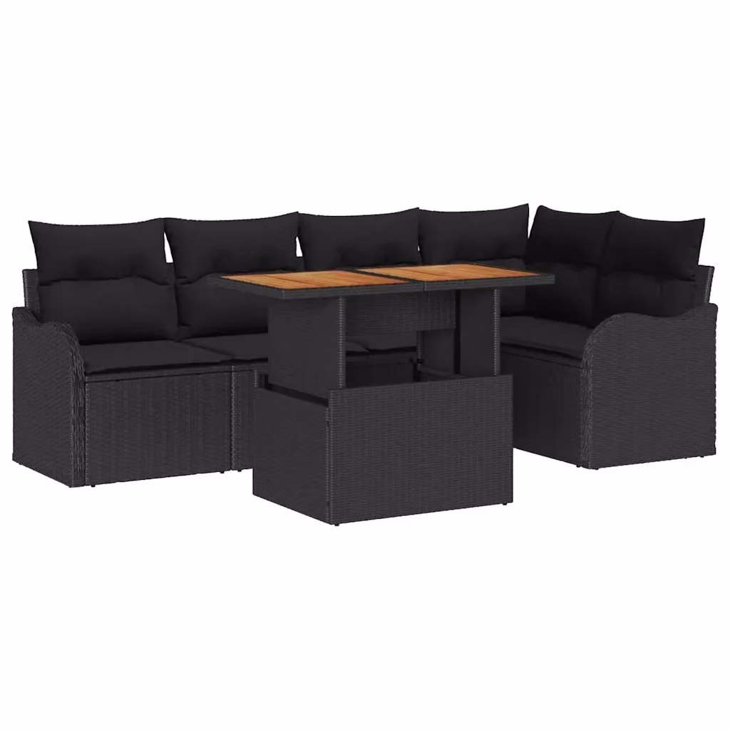 Set Divano da Giardino vidaXL a Forma di L con Cuscini e Tavolino Nero – 2