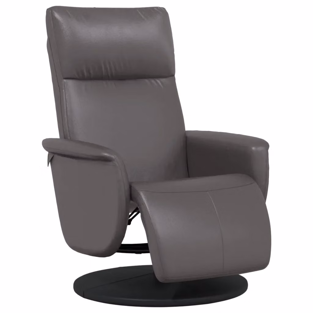 Poltrona Reclinabile con Poggiapiedi vidaXL in Similpelle Grigia con Sedia Relax Moderna e Rotazione a 360 Gradi – 2