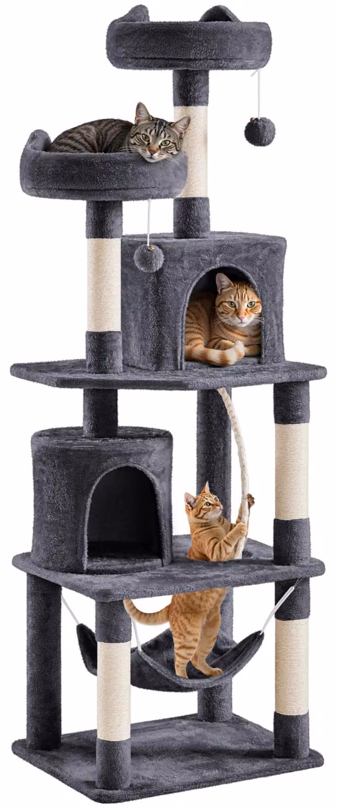 Yaheetech, albero per gatti da 179 cm, con amaca e corda per giochi, colore grigio scuro
