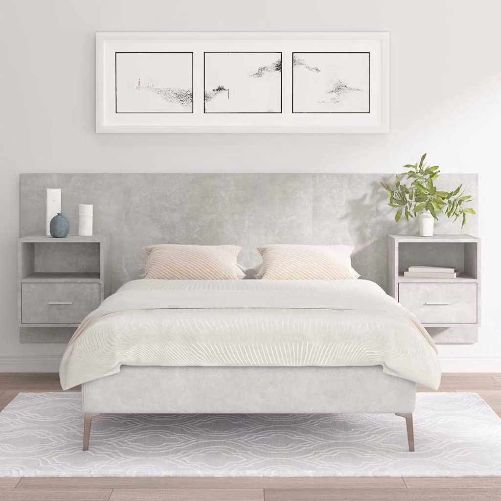 vidaXL Testiera Letto con Comodini Integrati in Legno Multistrato Grigio L: 120 cm, P: 32,5 cm, H: 80 cm