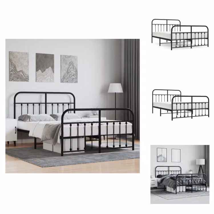 vidaXL Struttura letto con testiera e pediera in metallo nero 150x200 cm - Letti e strutture letto