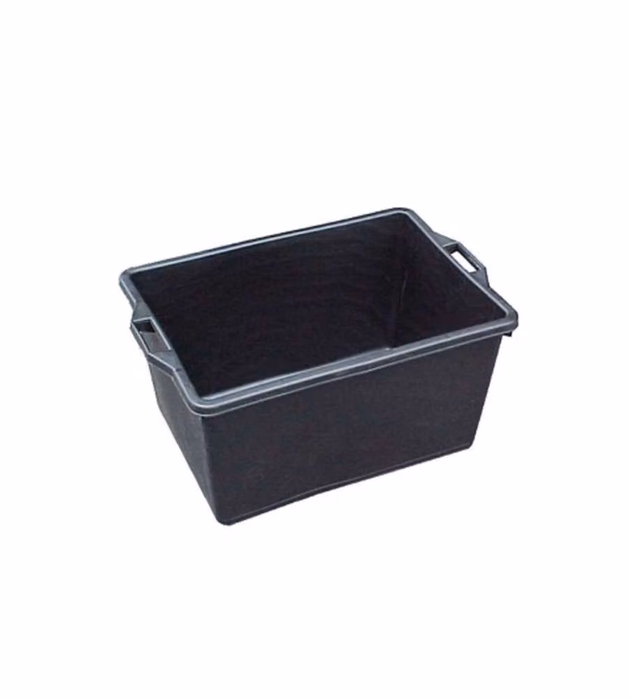 Ics Cesta Rettangolare in Polietilene Nero 65L -  65x42x33 h cm