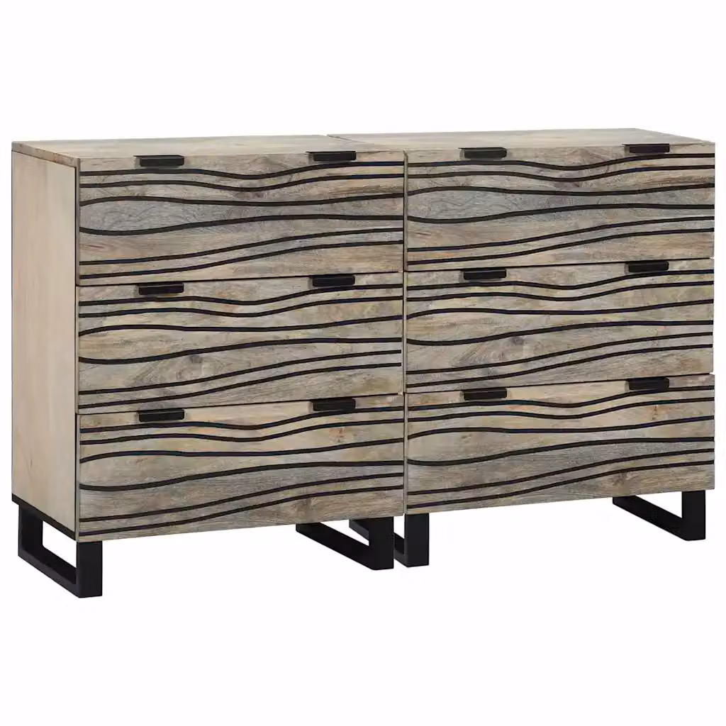 Set di 2 credenze moderne vidaXL in legno e MDF, colore bianco e beige, L 120 x P 33 x H 75 cm – 1