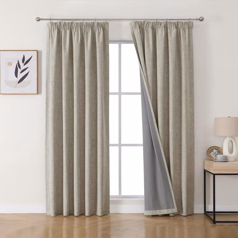 Tende oscuranti al 100% - Set di 2 tende in lino con passamaneria a balze, dimensioni 229 x 117 cm