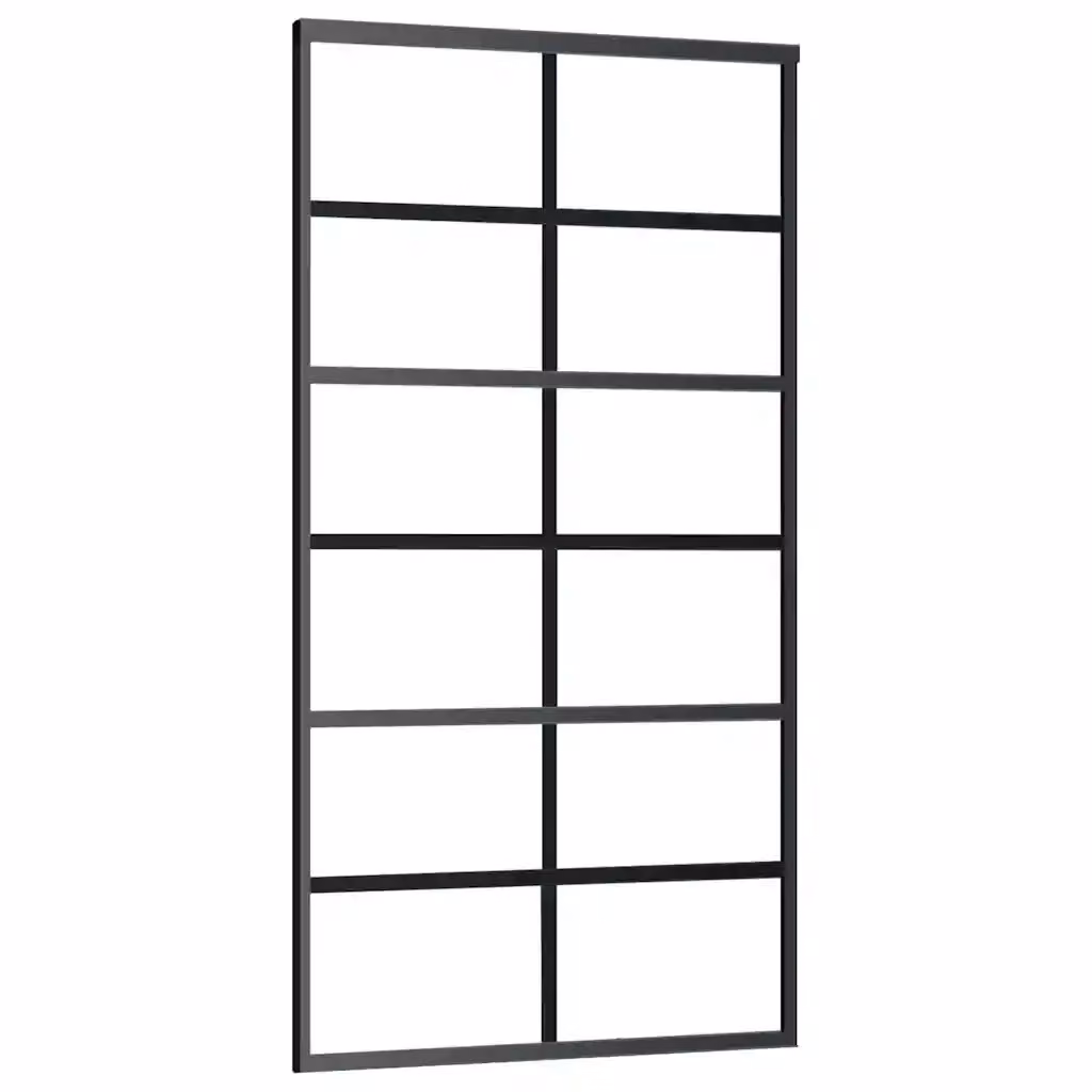 Porta Scorrevole in Vetro Trasparente e Alluminio vidaXL, Colore Nero, L: 102 cm, H: 205 cm – 2