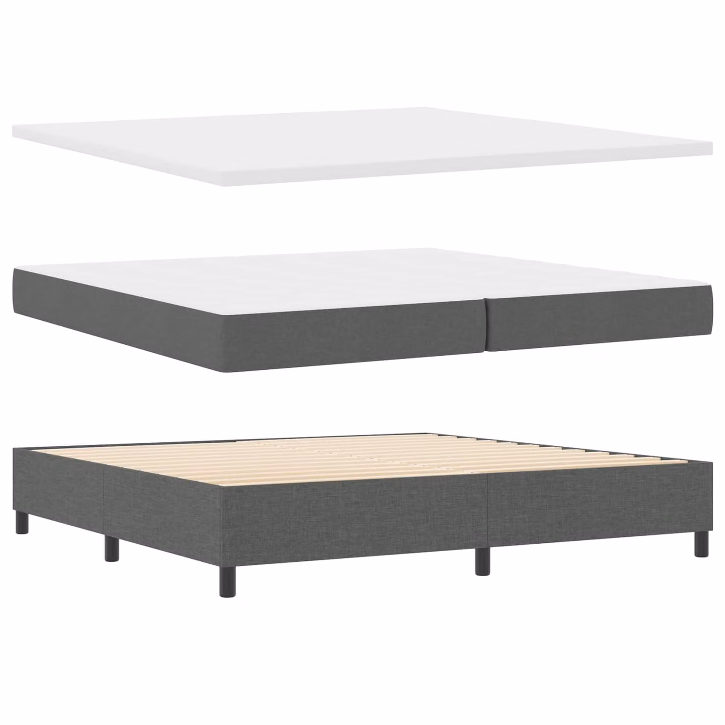 Letto a molle vidaXL con strisce LED e porta USB, Grigio, L/P/H: 200 x 200 x 128 cm
