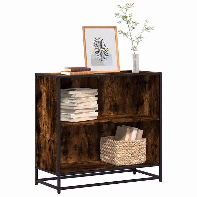 Libreria in stile industriale vidaXL in legno e metallo, colore marrone, L 80,5 cm x P 35 cm x H 76 cm