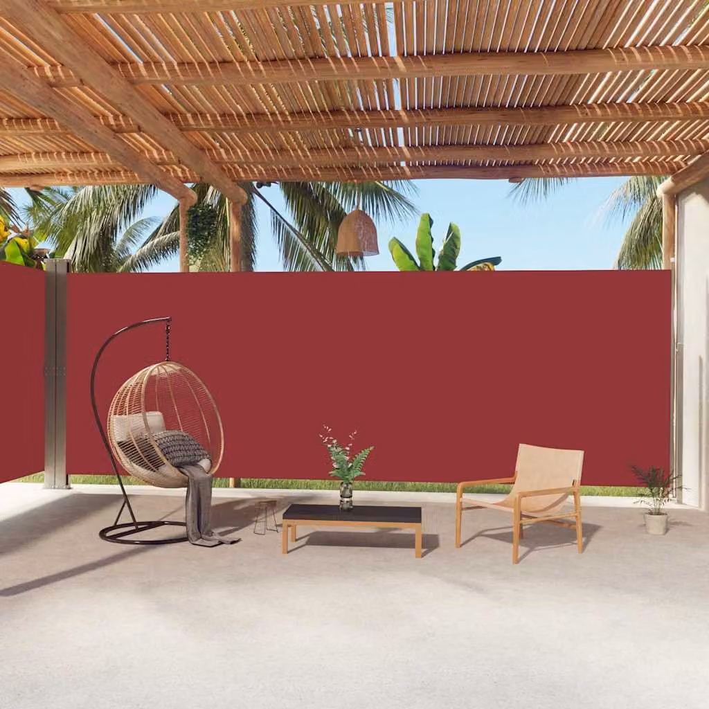 Tenda da sole laterale retrattile vidaXL in poliestere rossa L: 1000 cm, H: 220 cm