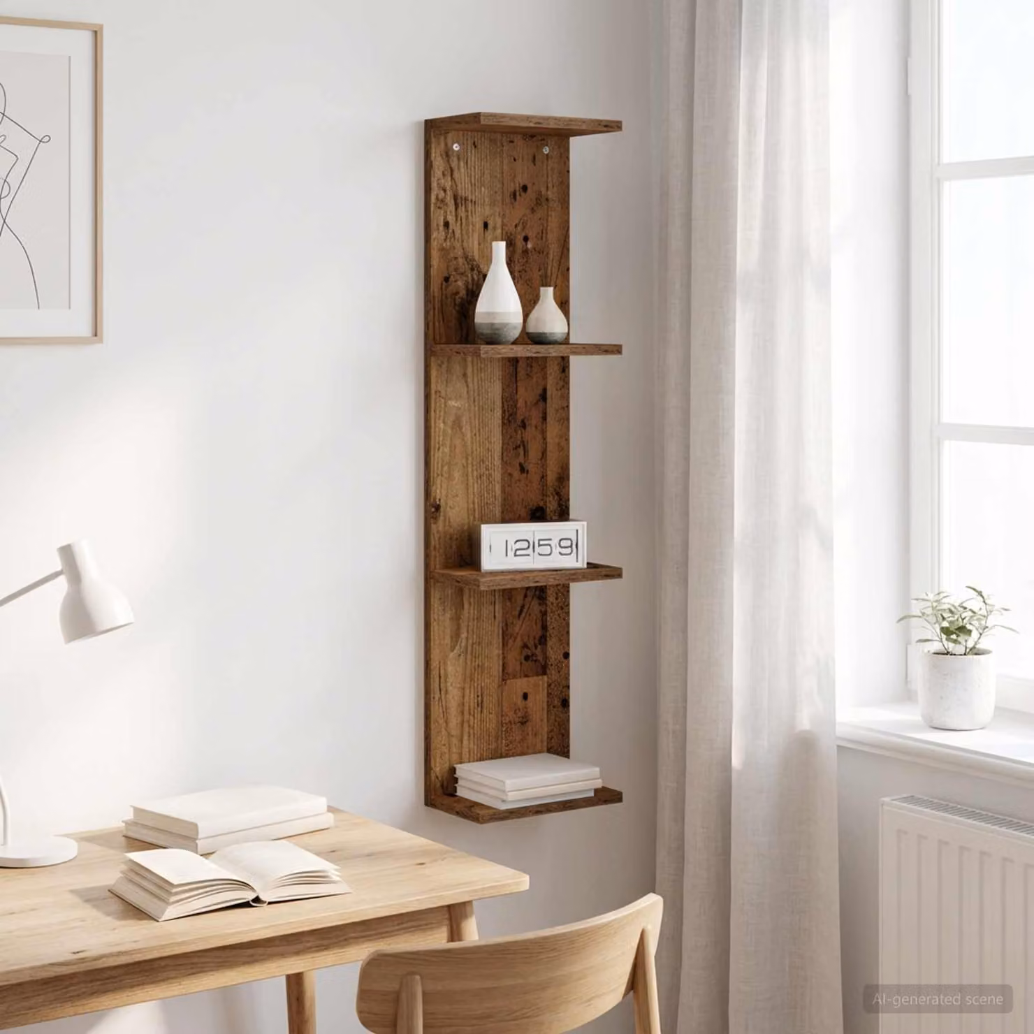 Scaffale da parete moderno vidaXL in legno color marrone L/P/H: 22 x 15 x 100 cm