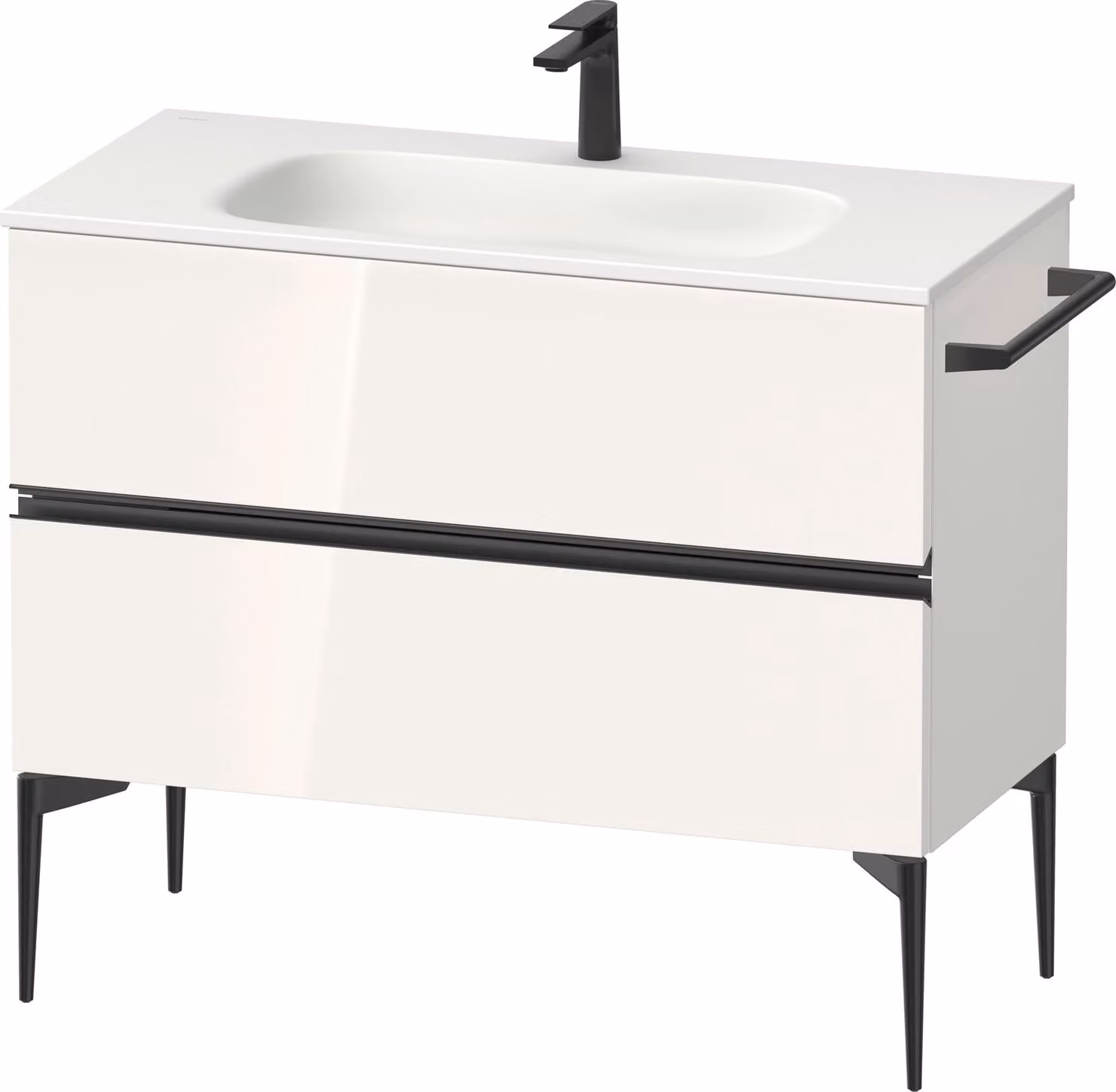 Duravit Sivida Meuble sous-lavabo, 2 tiroirs, poignée encastrée noir diamant mat, 1010x477x592mm, pour Sivida, SV46520BD220000, SV46520BD220000