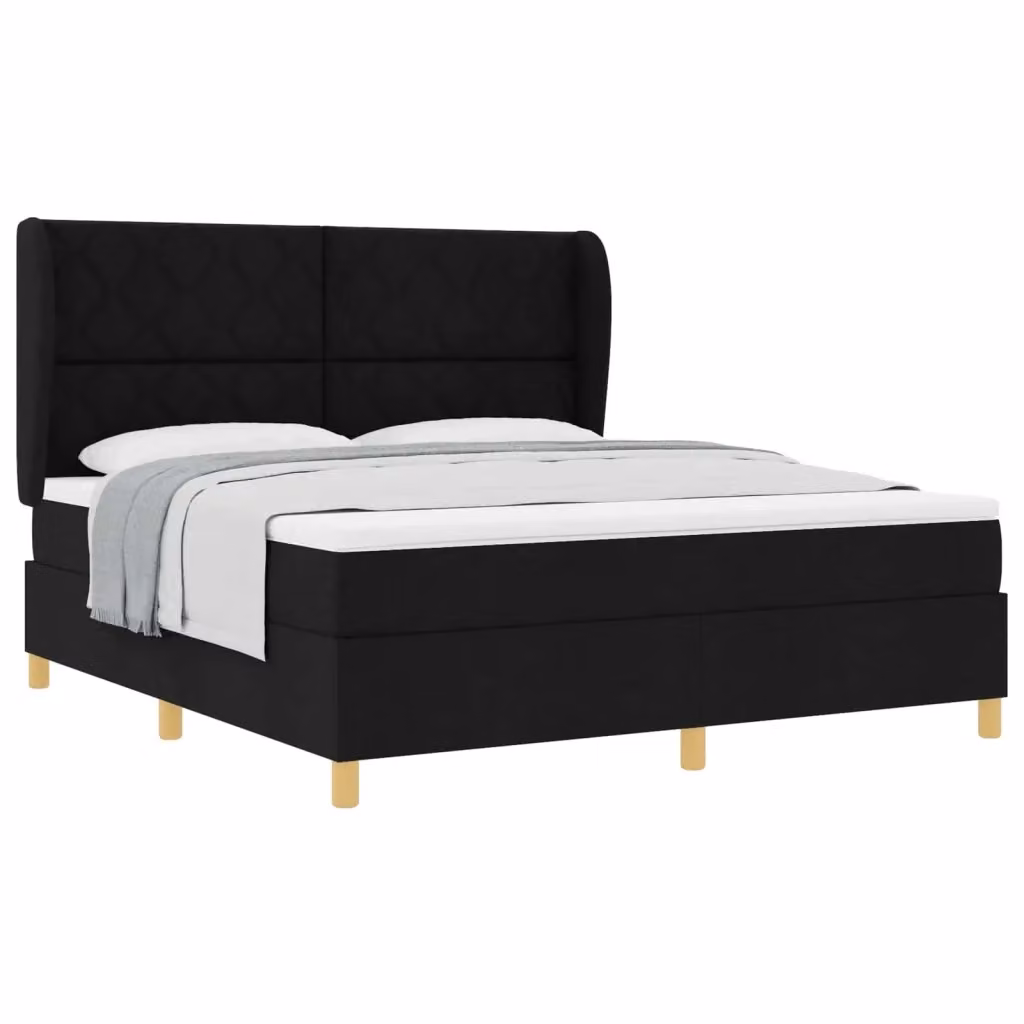 Letto ibrido con testiera e cassetti vidaXL in tessuto nero L: 180 cm, P: 200 cm, H: 280 cm – 2