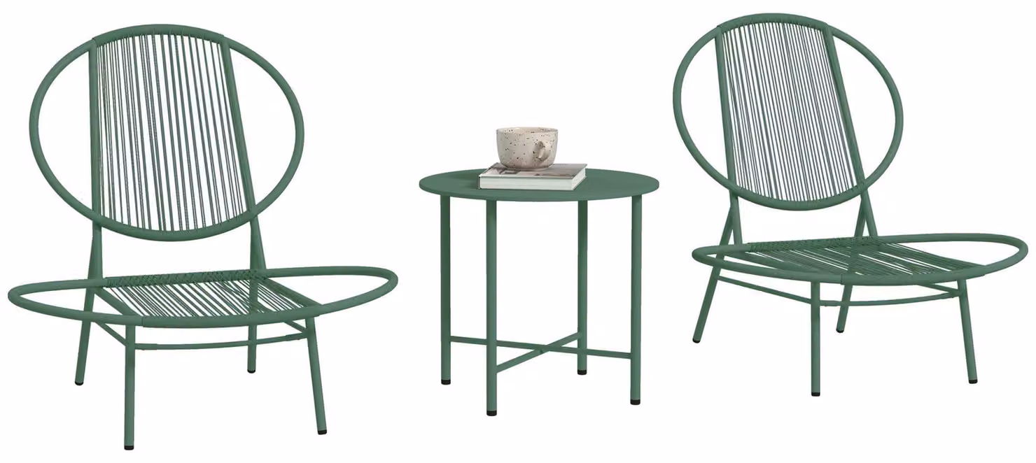 Set da salotto - Set da pranzo - Arredamento per balcone - Set da bistrot - Set da salotto per esterni - 3 pezzi - Acciaio resistente agli agenti atmosferici
