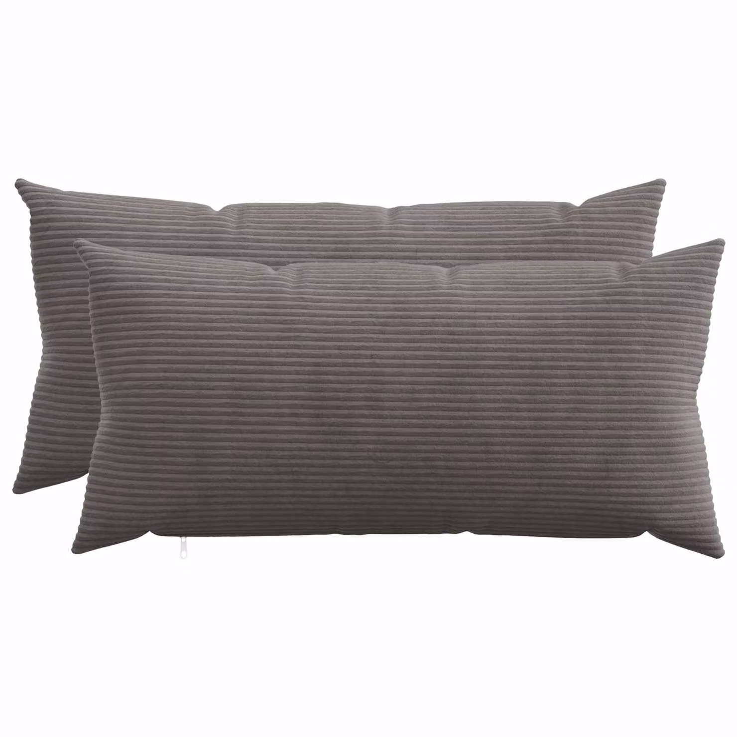 Set di 2 federe vidaXL HEERLEN in velluto a coste, Grigio, L 40 cm x P 80 cm