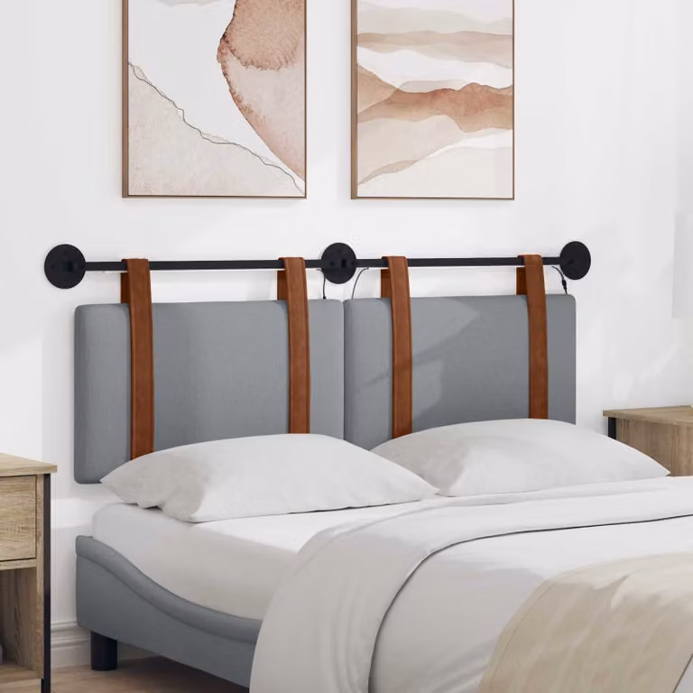 Testiera sospesa vidaXL con luce LED integrata in similpelle Grigio Chiaro
