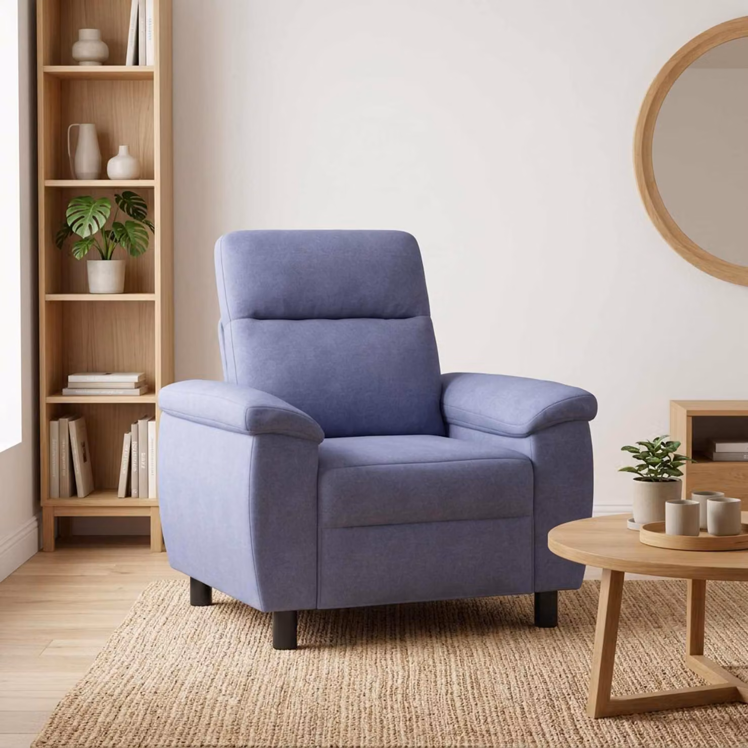 Divano moderno vidaXL in tessuto blu jeans L: 95 cm, P: 90 cm, H: 95 cm
