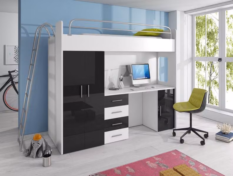 Hochbett Etagenbett mit Schrank Schreibtisch Doppelstockbett Bett Kinderzimmer